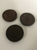 Three Cartwheel tuppences 1797