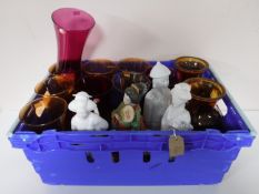 A box of glass vases,