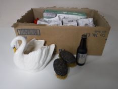 Two silver backed hand brushes, assorted china, boxed Leonardo collection mugs,