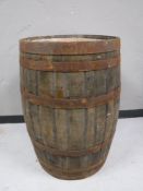 A coopered oak barrel