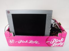 Two boxes containing PC monitor keyboard, PC speakers, Playstation 2,