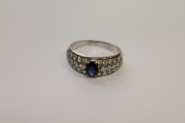 A superb quality 18ct sapphire and diamond ring, approximately 1.5ct, size Q.