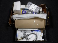 A box of Euroama bathroom mixer tap, shower accessories,
