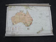 Four mid twentieth century pull down Russian maps