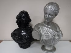 A pair of chalk female busts