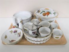 A tray of eighteen pieces of Royal Worcester Evesham ware