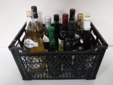 A crate containing twelve assorted bottles of wine