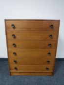 A mid twentieth century Danish teak six drawer chest
