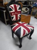 An Italianate style dining chair upholstered in Ben Sherman Union Jack fabric