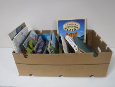 Three boxes containing children's books, Pride and Prejudice, antique volumes,