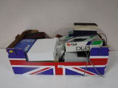 A box of photographic equipment, Fuji camera,