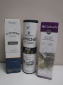 Three bottles of whisky; Laphroaig,