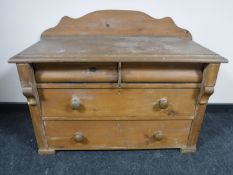 A Victorian pine four drawer chest