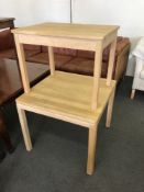 Two beech coffee tables