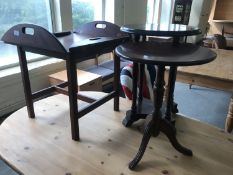 A butler's tray table and two small occasional tables