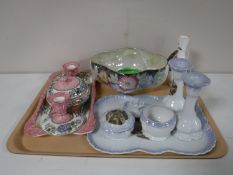 A Maling peony rose trinket set together with Maling bowl, small dish, Aynsley vase,