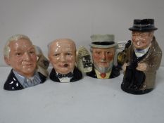 Four Doulton small character jugs; Sir Henry Doulton, The Figure Collector, Winston Churchill X2.