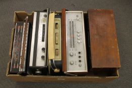 A box of five vintage radios; Pye, Fidelity,