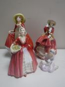 Four Royal Doulton figures - Janet, A Single Red Rose, Top of the Hill,