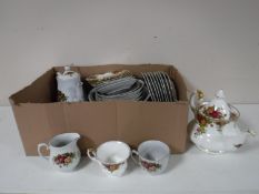 A box of Royal Albert Old Country Roses and other tea china etc