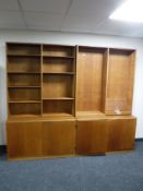 A mid twentieth century light oak two section office bookcase,