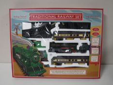 A Tradition railway set, battery powered, comprising of locomotive engine, carriages,