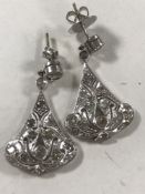 A pair of 18ct white gold diamond earrings, 7.2g.