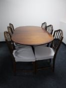 A Regency style twin pedestal table and six chairs