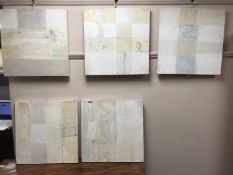 A set of five abstract oil paintings on canvas