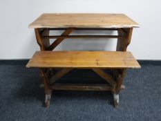 An antique style pine child's table and bench