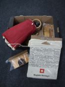 A box of vintage children's wood blocks, wooden Noah's ark,