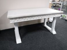A painted white Gothic style refectory table