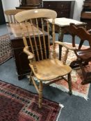 A Victorian beech framed armchair