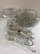 A Victorian etched glass comport together with glass bowls,