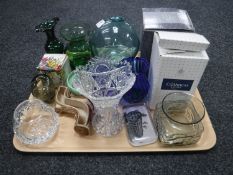 A tray of antique glass bowl, cut crystal,