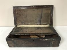 A Victorian brass bound mahogany writing box