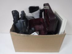 A box of books, jewellery casket, camera, Sharp video camera,