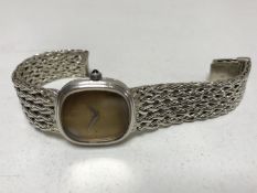 A lady's solid silver Omega wristwatch