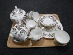 A tray of Wedgwood Hathaway Rose tea china
