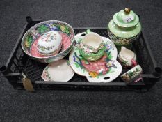 A crate of Maling bowl, Coalport dish,