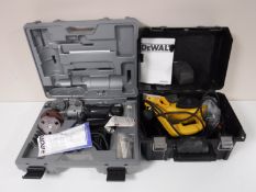 A box containing a boxed DeWalt planer together with a Rotozip multi tool