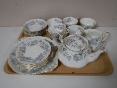 A tray of Royal Albert Silver Maple tea china