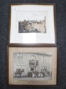 A small collection of antique and later prints, monochrome photographs,