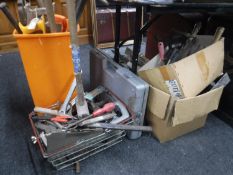 A large quantity of tools including saws, sledgehammer,