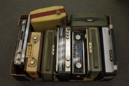 A box of nine vintage radios
