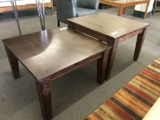 Two small hardwood coffee tables