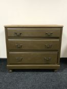 A reclaimed pine three drawer painted Edwardian chest