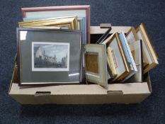 Two boxes of pictures, watercolour drawings,