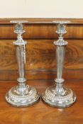 A superb pair of George III heavy gauge silver candlesticks, John Roberts & Co, Sheffield 1810,