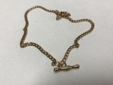 A 9ct gold Albert chain with T-bar